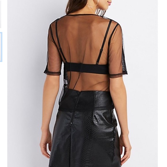 Sequin trim mesh top - Picture 2 of 3